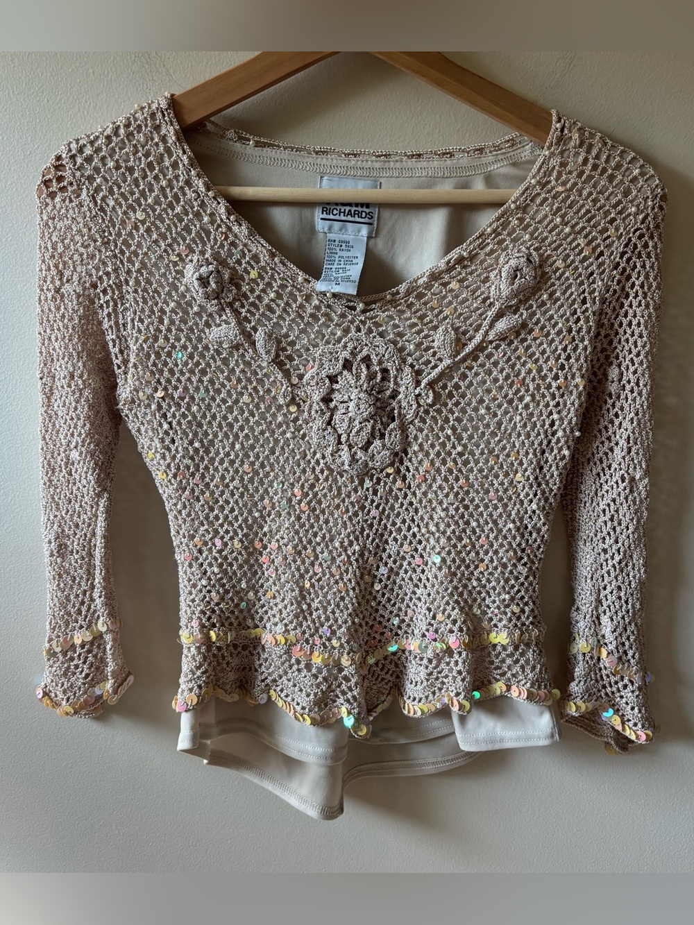 R&M Richardβs Crochet Sequin and Beaded Fairy Top
